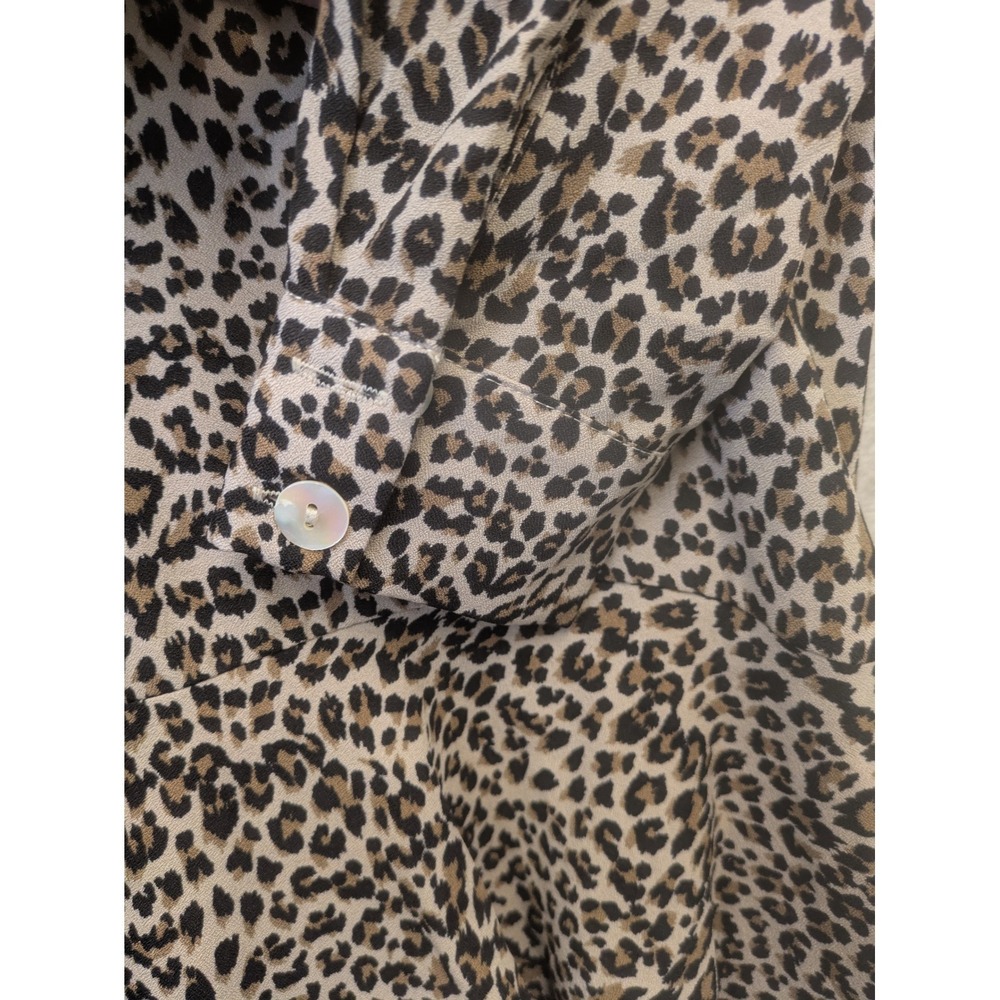 Avara Shirt Dress Women's Small Brown Leopard Print Tiered Long Sleeve Lined - Picture 8 of 12